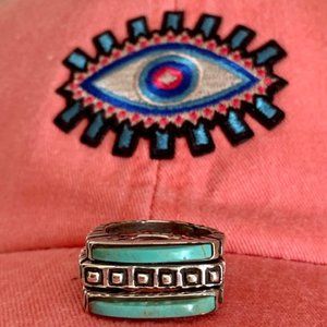 DIAN MALOUF TURQUOISE STERLING STACKING RINGS 3